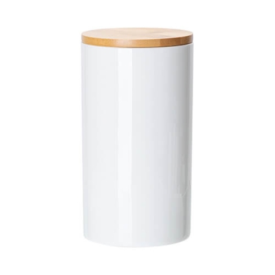 Ceramic container with wooden lid for sublimation